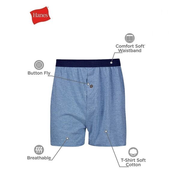 Hanes ComfortSoft Cotton Jersey Boxers Underwear Moisture-Wicking 6-Pack Size 2X - Picture 10 of 11